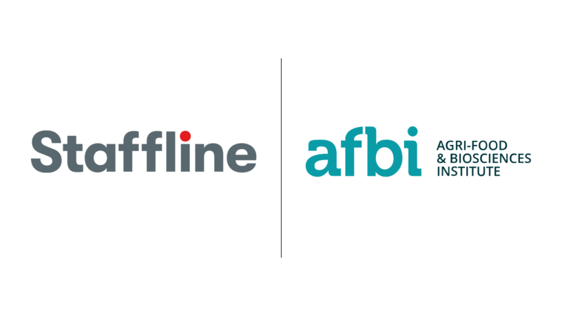 Staffline and AFBI logos side by side, representing the official recruitment partnership between Staffline Recruitment Ireland and the Agri-Food and Biosciences Institute.